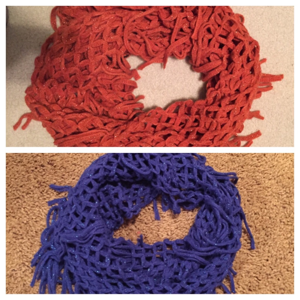 Steve Madden Orange and Blue Knit Scarves